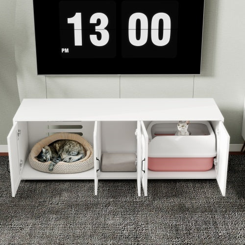 Modern Wooden Horizontal Enclosed Cat Housing & Litter Furniture