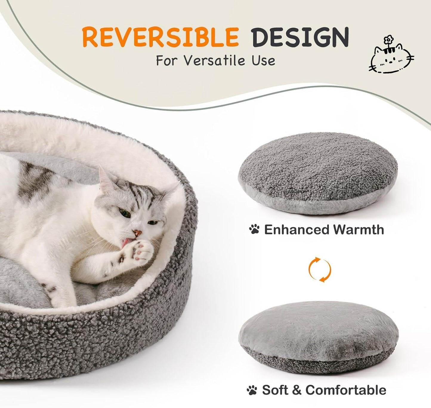 Mewoo Washable Orthopedic Pet Bed for Cats & Small Dogs