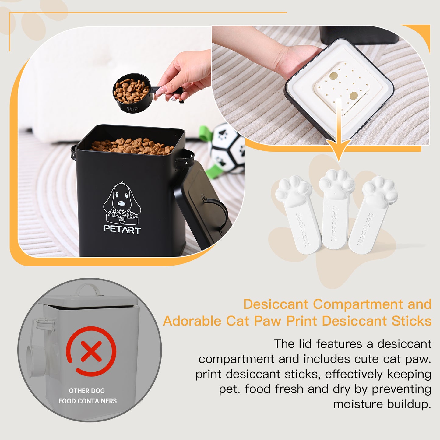 Metal Pet Food Storage Containers, with Pet Toy and Scooper
