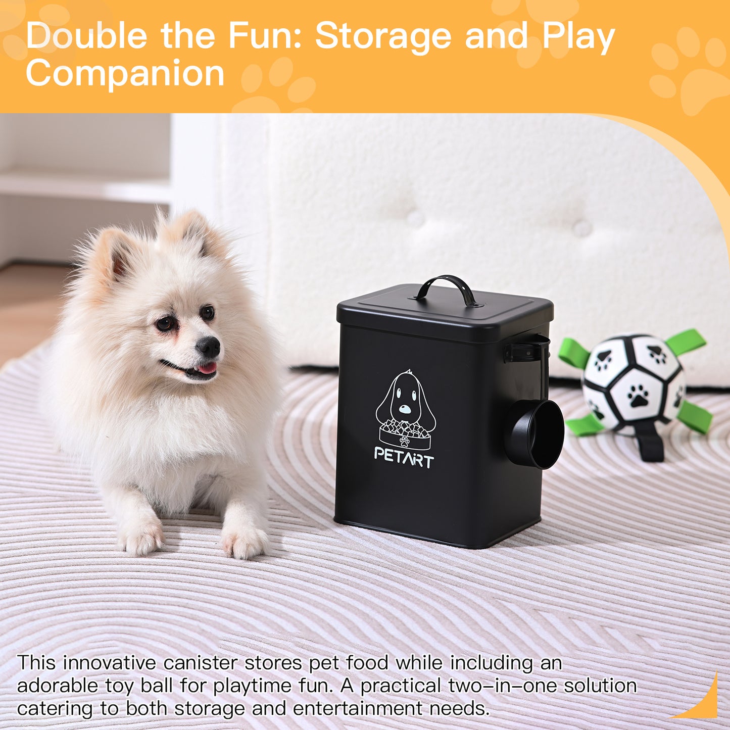 Metal Pet Food Storage Containers, with Pet Toy and Scooper