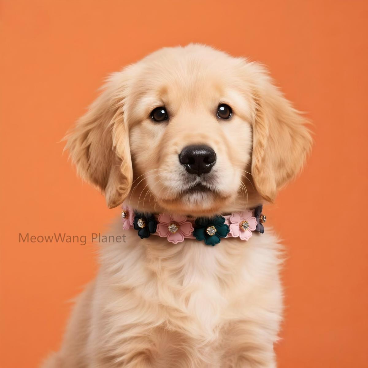 Luxury Floral Leather Collar with Elegant Rhinestone for Cats & Dogs