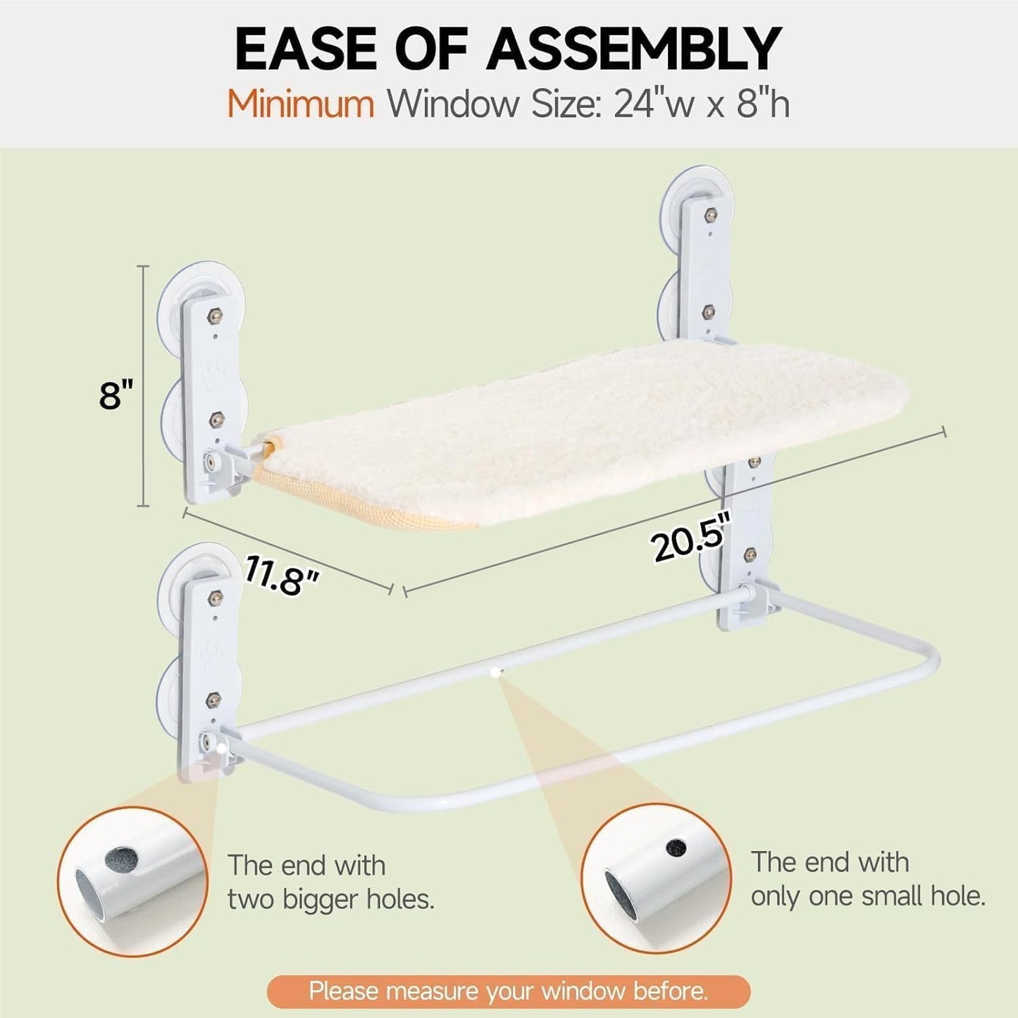 MEWOOFUN Window Perch with Steel Frame and Strong Suction Cups for Cats