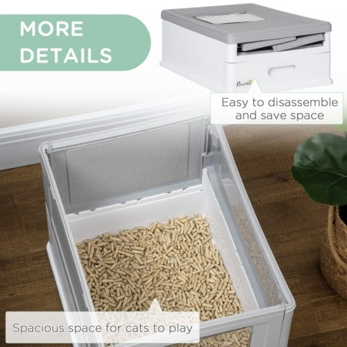 Paw Hut Gray Enclosed Cat Litter Box, Front Entry, Top Exit with Scoop