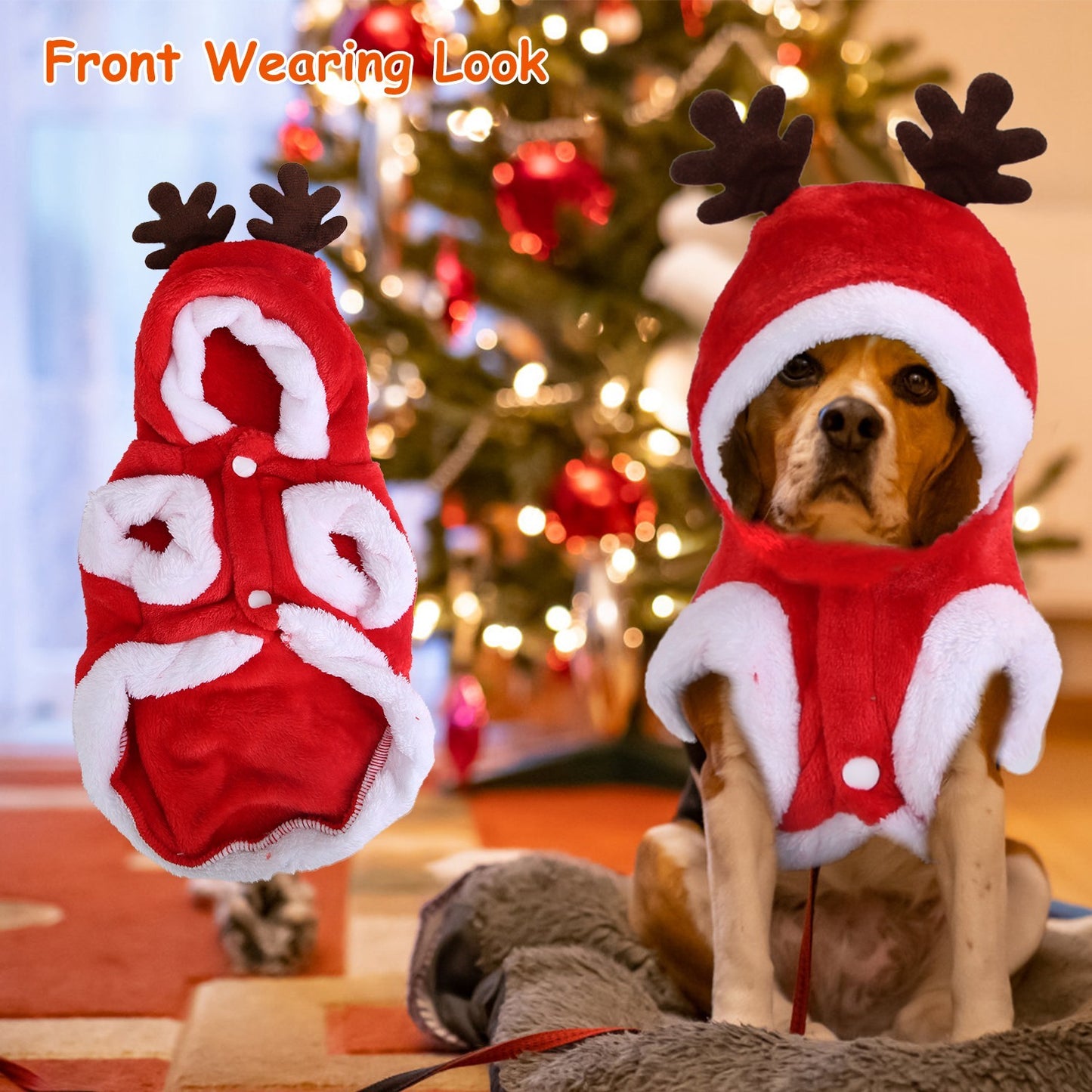 Christmas Themed Santa Claus Reindeer Antlers Costume for Dogs & Cats
