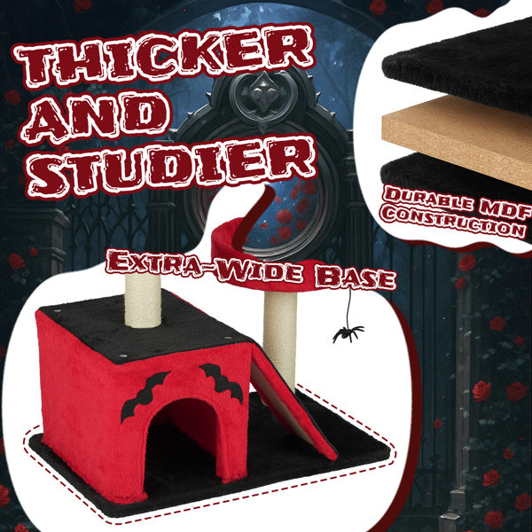 Spooktacular Halloween Themed Cat Tree with Spacious Condo 2 Perches and Spider Toy