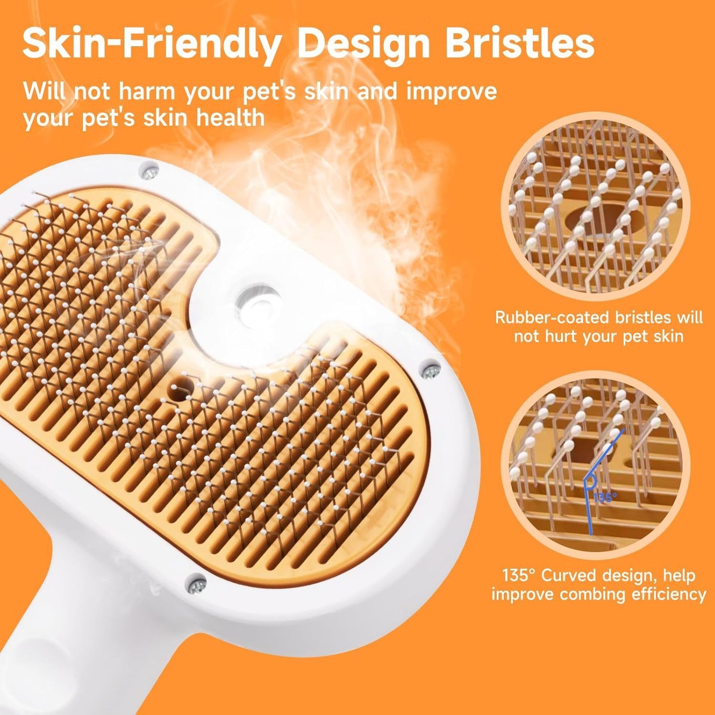 3-in-1 Steam Brush + Hair Removal Comb with Waterless Shampoo for Cats & Dogs
