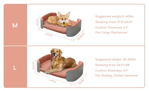 Scandinavian Style Sofa Bed, with Removable Mattress Cover for Cats & Dogs