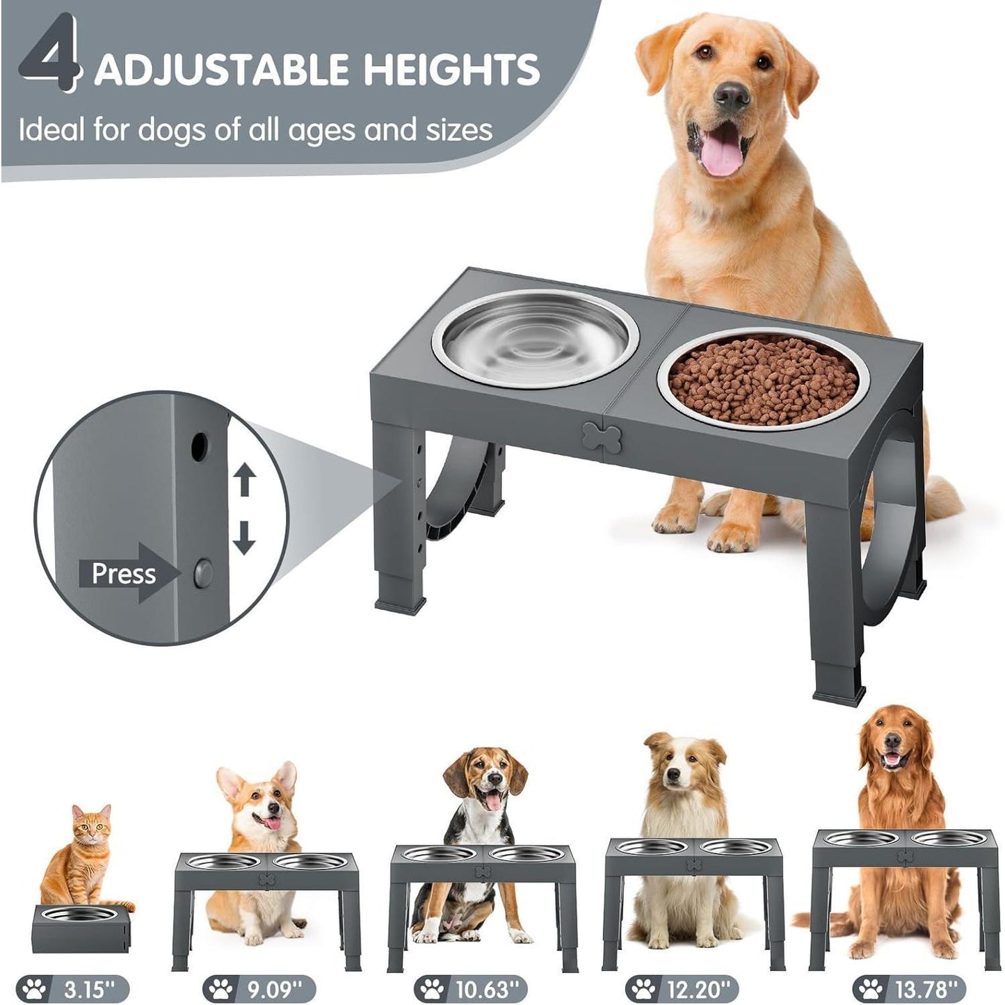 Xia Z Fashion Elevated Feeding Table with Double Bowls for Dogs