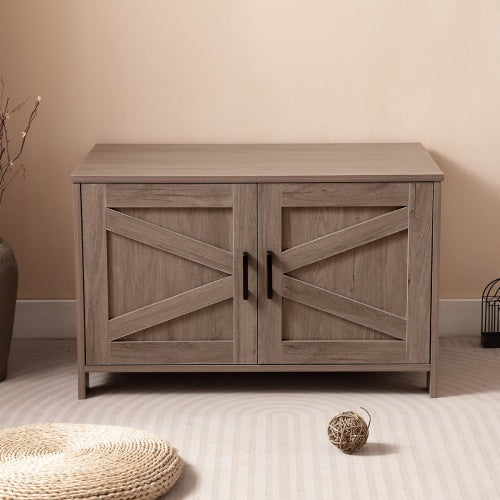 White Wooden Cat Litter Box Furniture with Enclosure