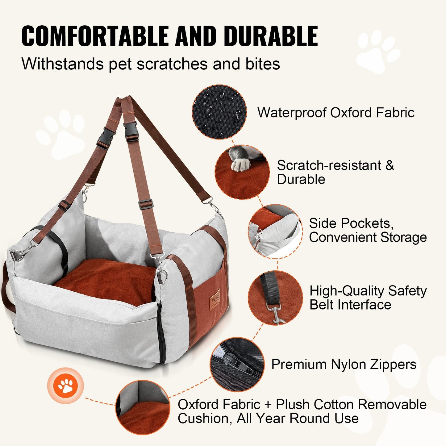 VEVOR Booster Car Seat for Small Dogs Up To 25lbs
