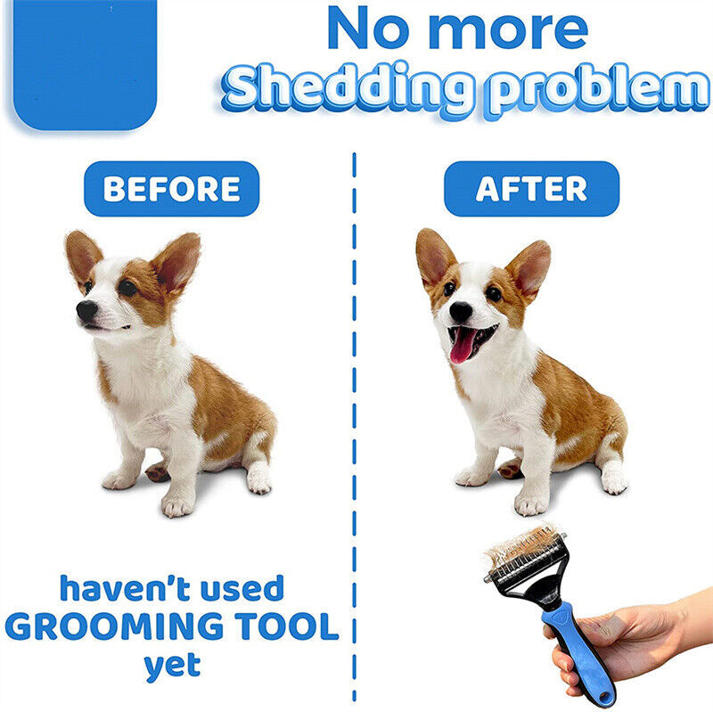 2-Sided De-shedding Fur Remover Rake Comb for Cats & Dogs