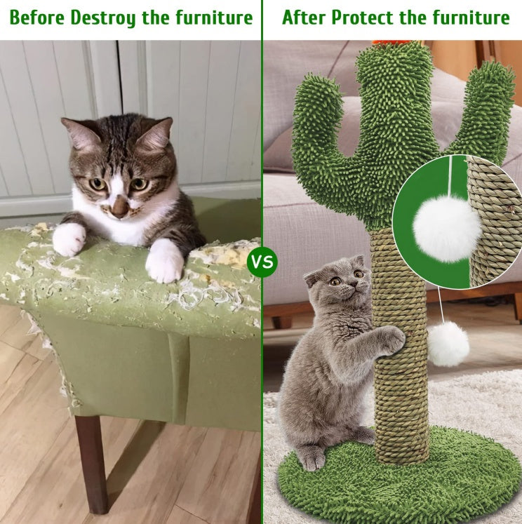 Cactus Cat Climbing Scratching Post with Natural Sisal