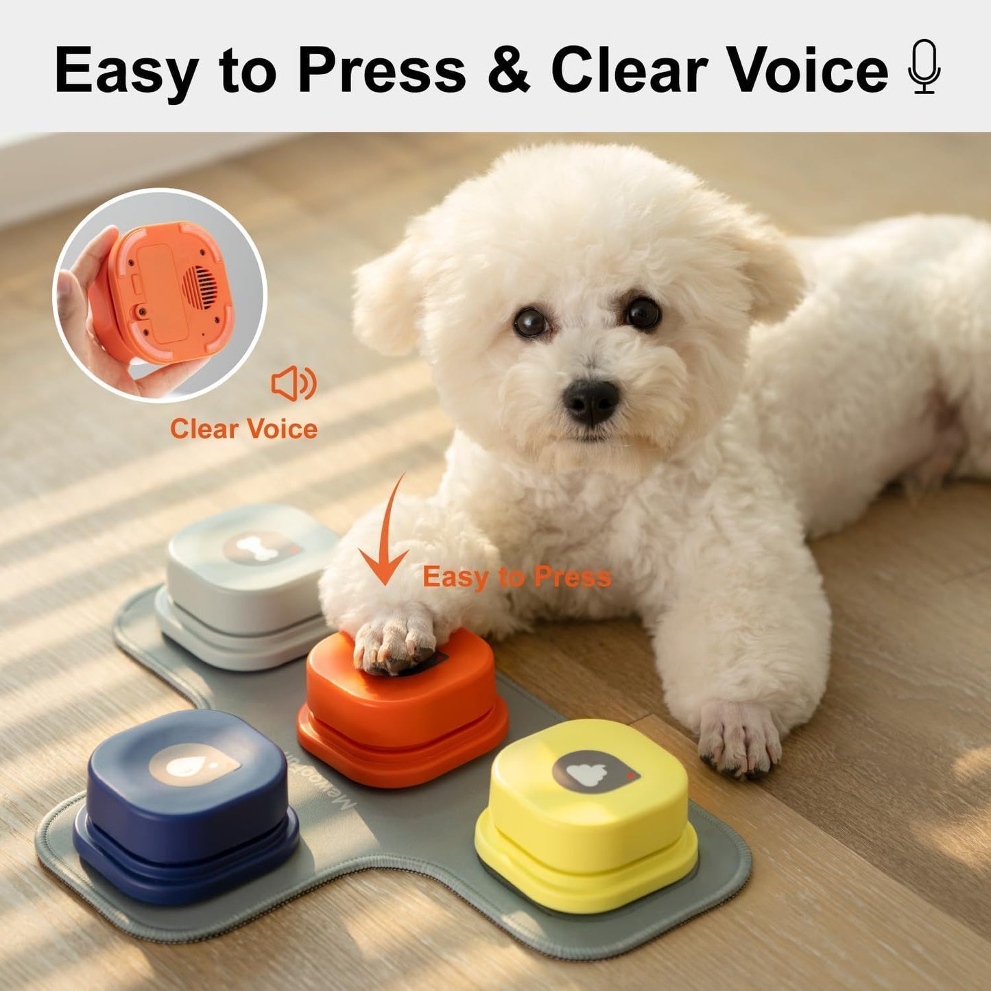 MEWOOFUN Talking Training Button Set - 3 Recordable Communication Buttons (IQ Interactive) for Cats & Dogs