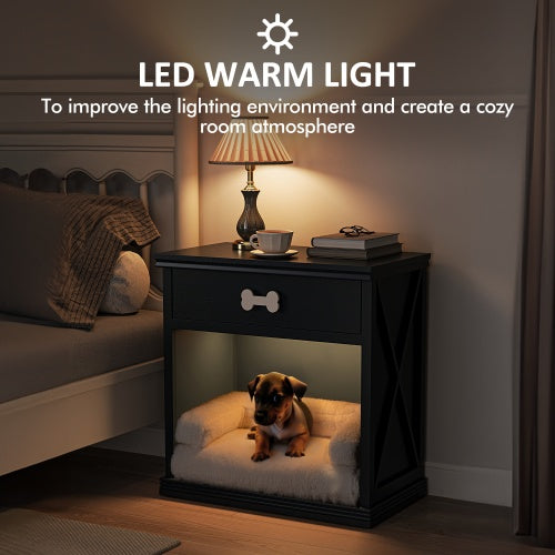 Small Locker Furniture with LED Lights and Pet Bed for Cats & Small Dogs