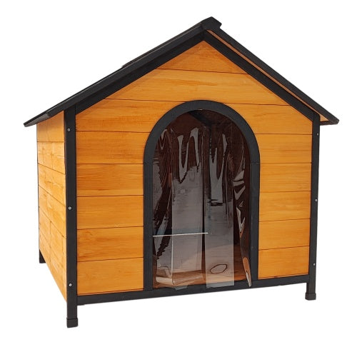 Durable Wooden Outdoor Doghouse with Extra Storage Space