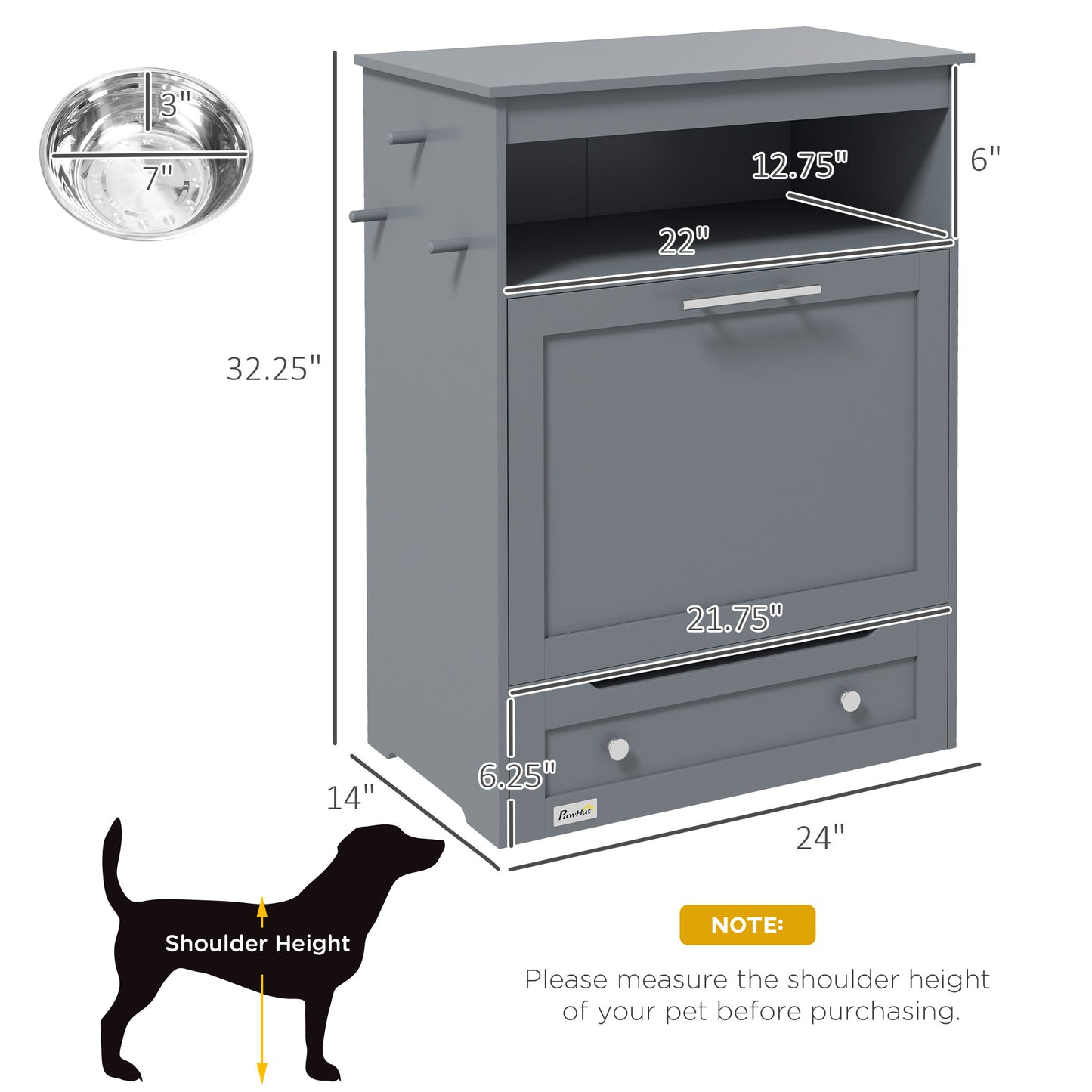 Gray Contemporary Pet Feeder Station with Storage Containers for Cats & Dogs (Must Have)