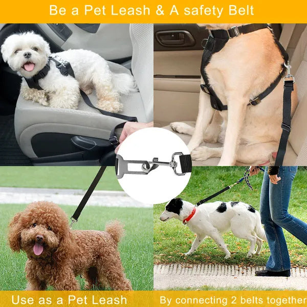 2Pcs Adjustable Seat Belt Leash with Harness for Cats & Dogs
