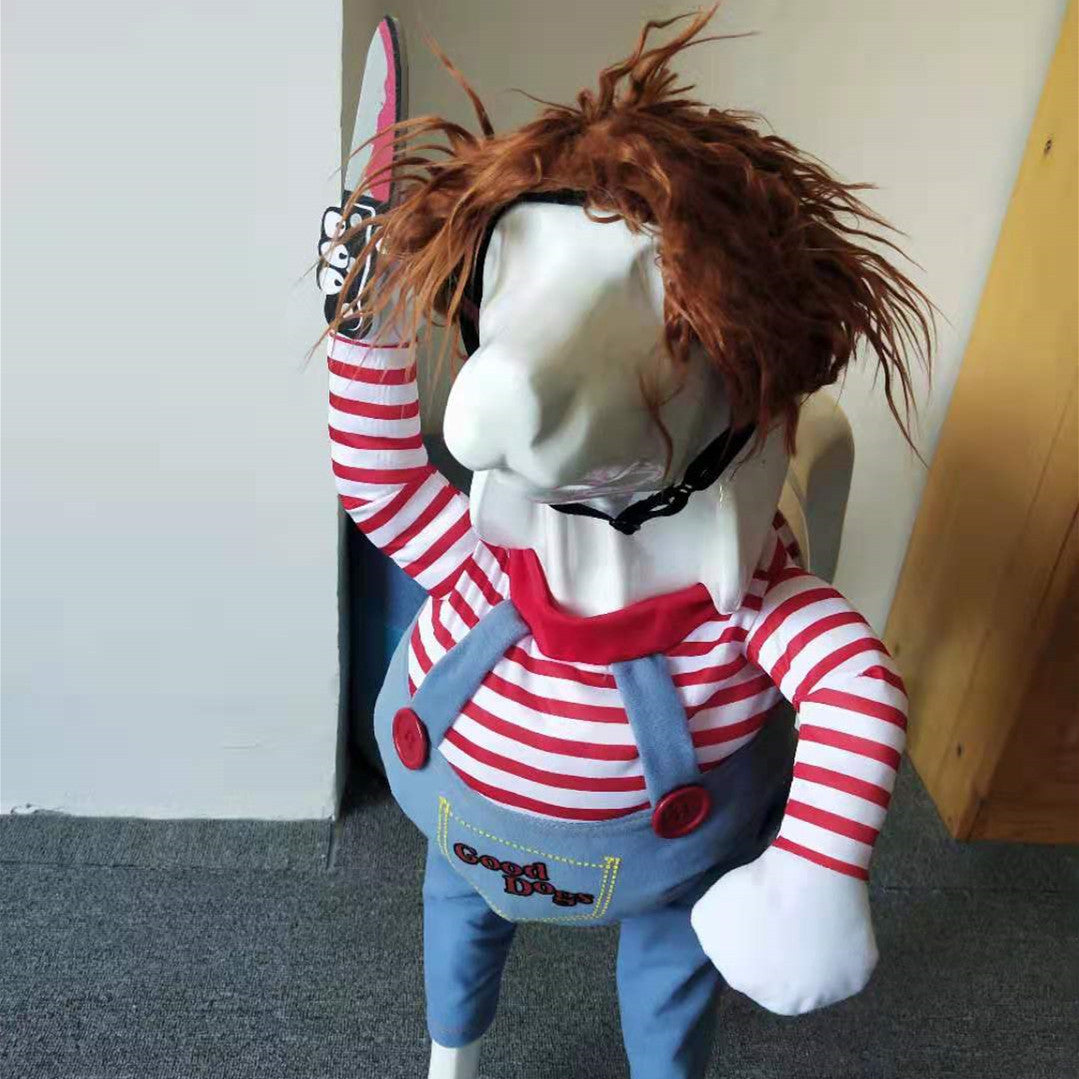 Spooktacular Cutesy, Artsy Chucky Doll or Horseman Halloween Costumes for Dogs