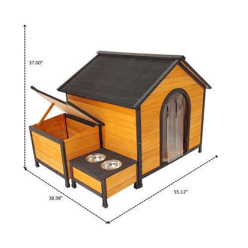 Durable Wooden Outdoor Doghouse with Extra Storage Space