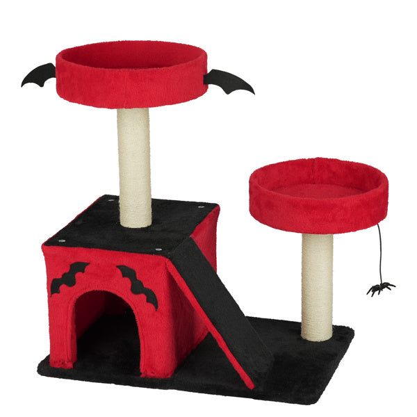 Spooktacular Halloween Themed Cat Tree with Spacious Condo 2 Perches and Spider Toy