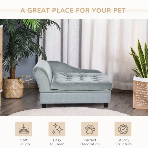 Paw Hut Luxury Modern Gray Sofa Bed with Hidden Storage for Cats & Dogs
