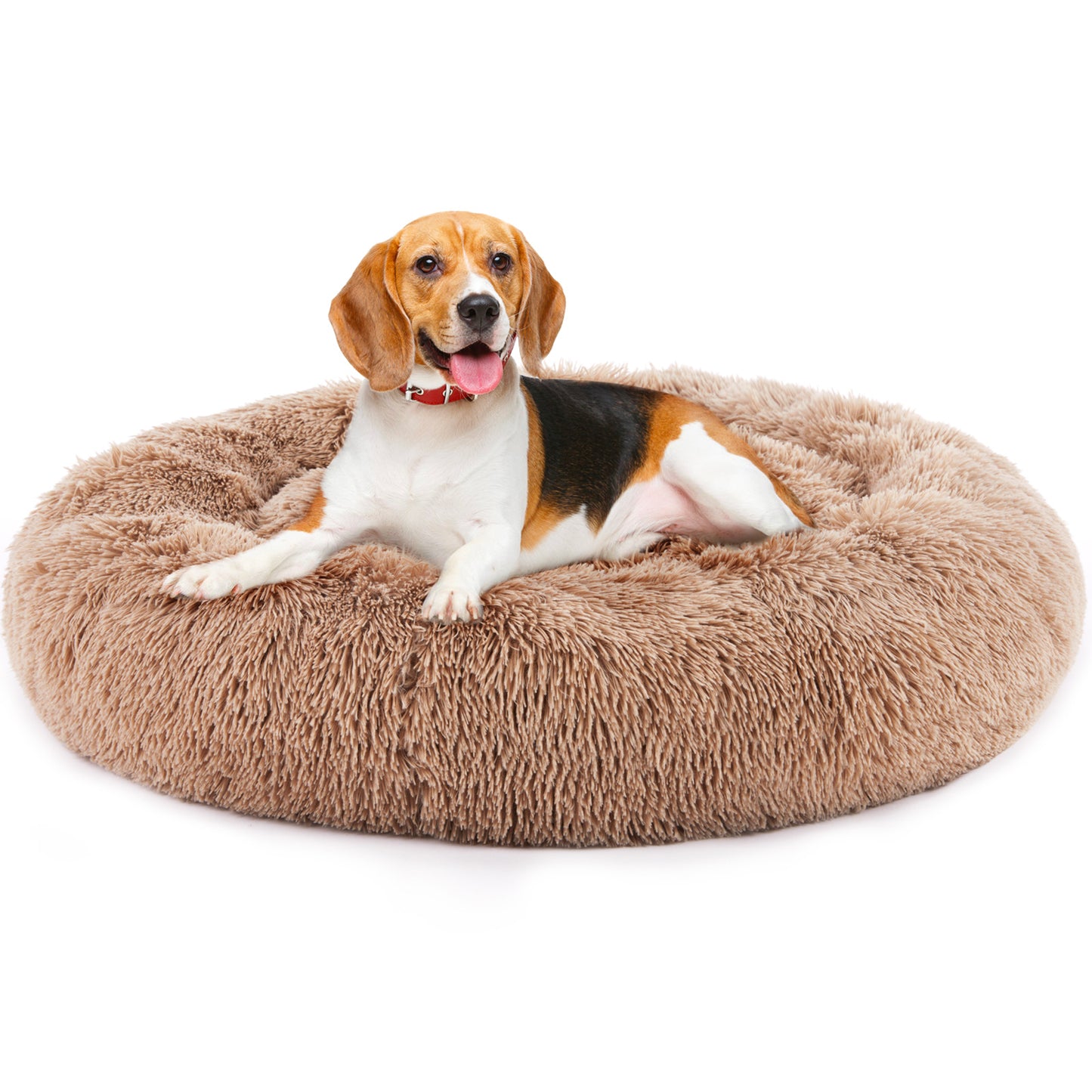 Comfy 24” Anti-Slip Round Plush Faux Fur Bed, Fits Up To 25 Lbs for Cats & Dogs