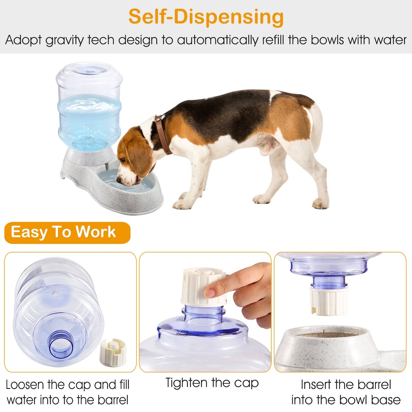 1Gal Pet Water Dispenser for Cats & Dogs