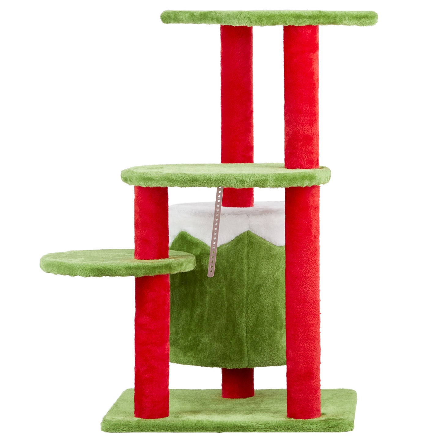 Festive 32” 3-Level Christmas Themed Cat Tower with Climbing Frame