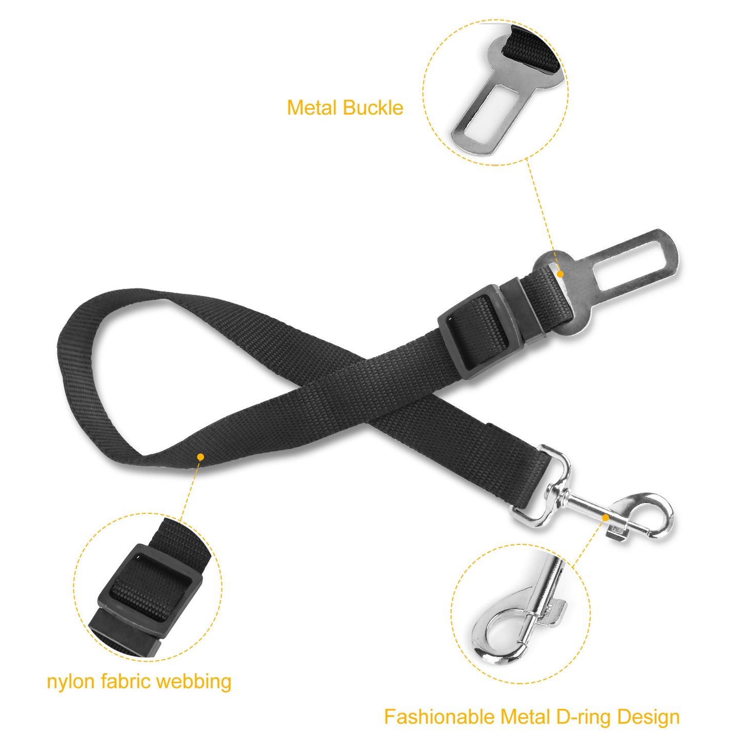 2Pcs Pet Safety Adjustable Seat Belt for Vehicle