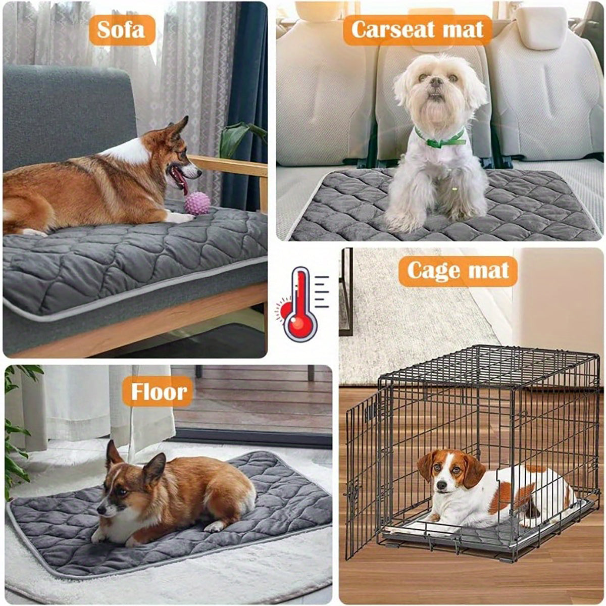 Non-Slip Warm Thermal Self-Heating Mat for Cats & Dogs (Easy Cleaning)
