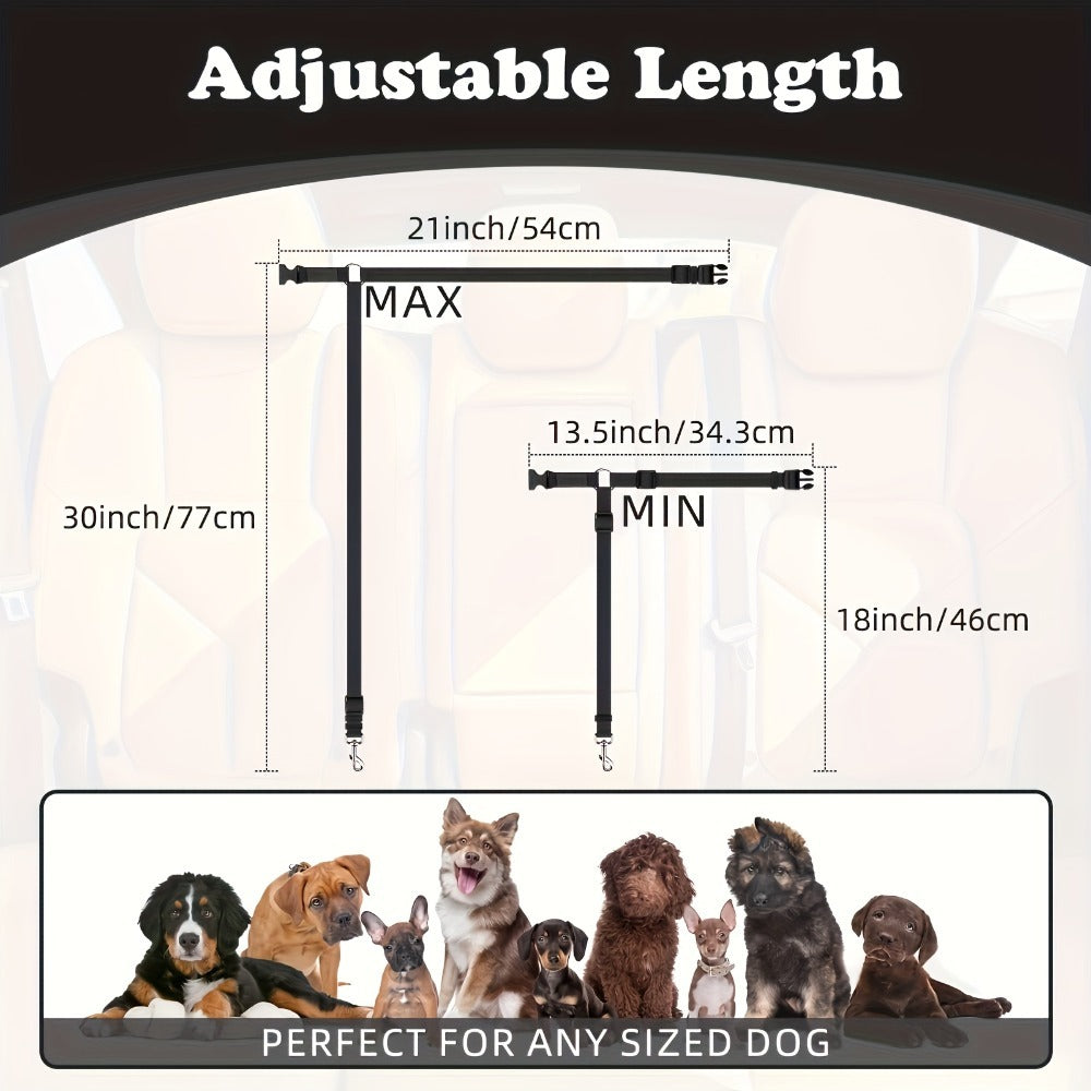 2 Piece Dog Leash Seat Belts for Vehicle Made of Wear-Resistant Materials for Dogs (Harness not Included)