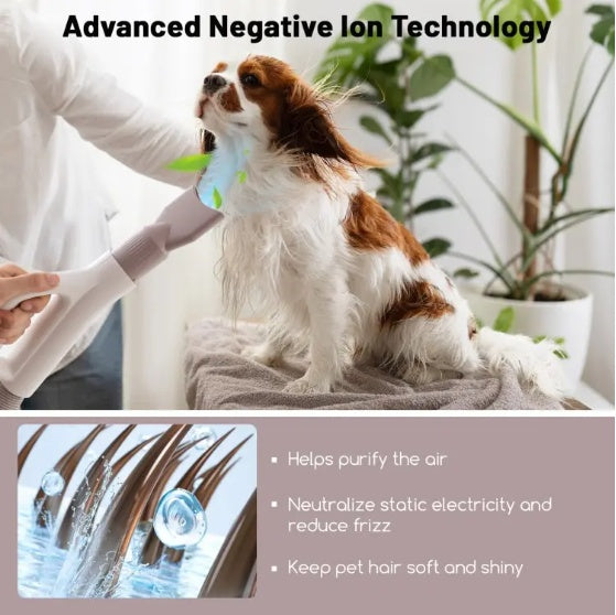 Smart Professional-Grade Grooming Blow Dryer with 4 Detachable Nozzles for Cats & Dogs