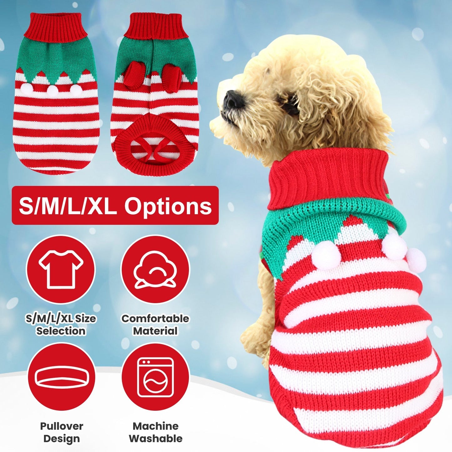 Festive Christmas Turtleneck Sweater for Dogs & Cats