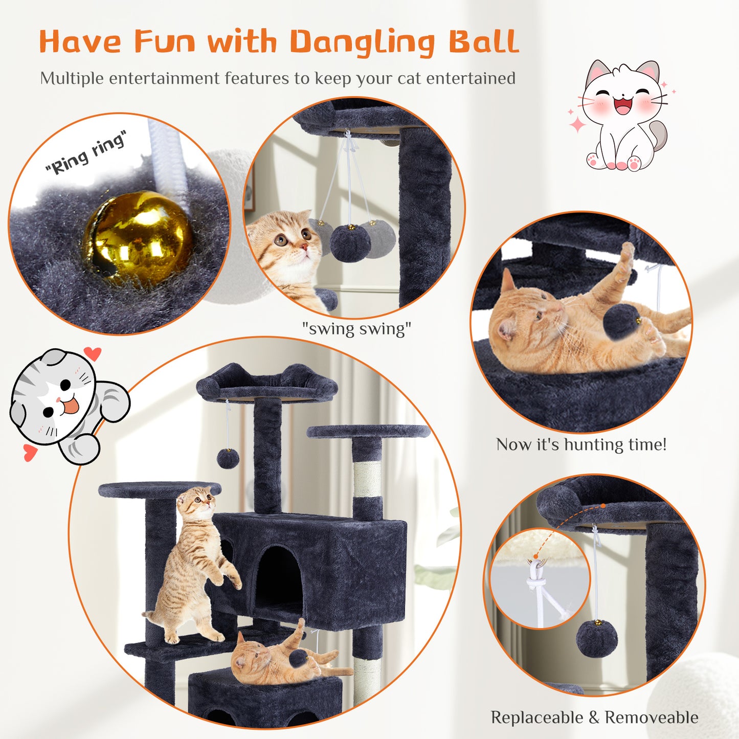 Multi Functional Cat Tower with Scratching Posts