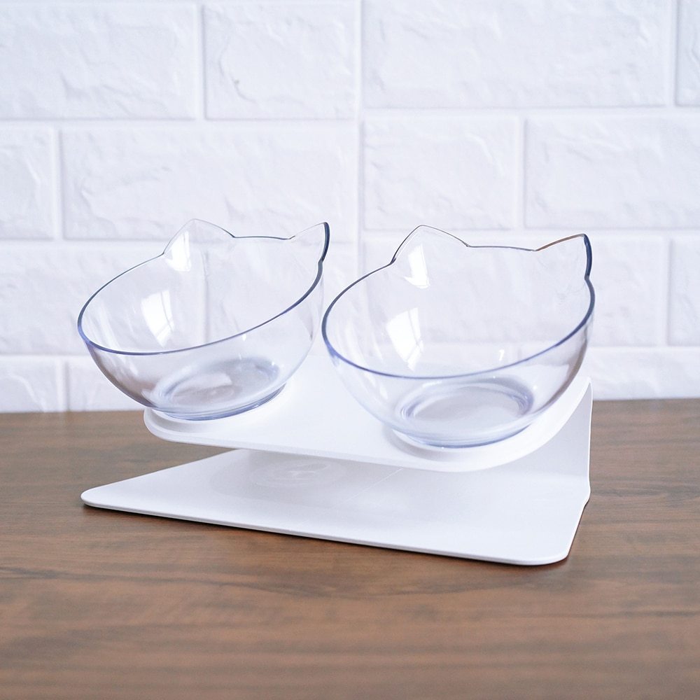 Diagonal, Elevated Feeding Bowl Designed to Protect Cervical Vertebra