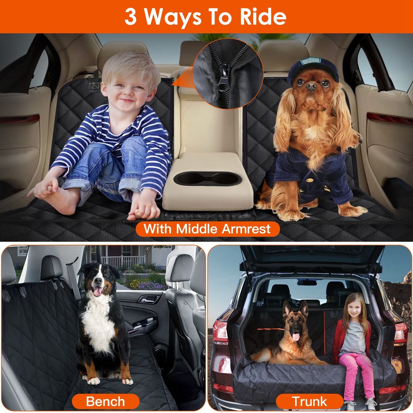 Durable Rear Car Seat Protector for Cats & Dogs
