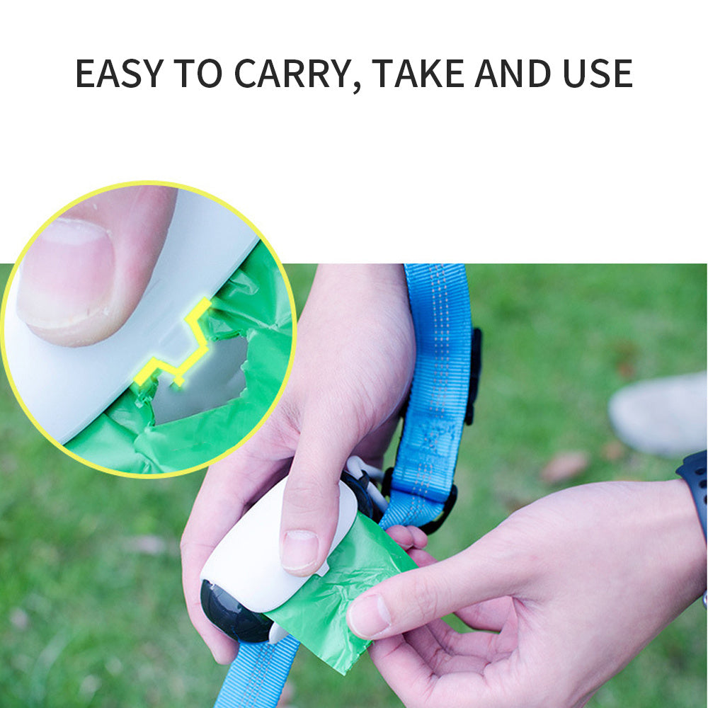 Biodegradable Waste Bag Dispenser Attachable to Leash for Dog Waste