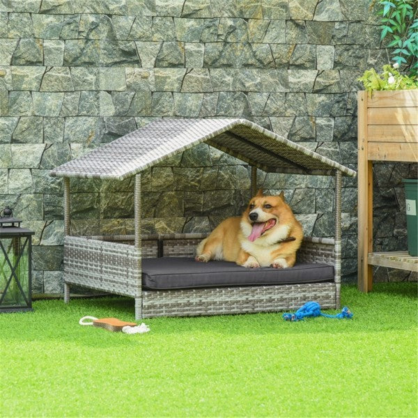 Luxury Rattan In / Outdoor Pet Tent with Sofa for Dogs