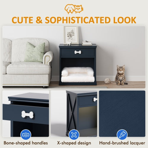 Small Locker Furniture with LED Lights and Pet Bed for Cats & Small Dogs