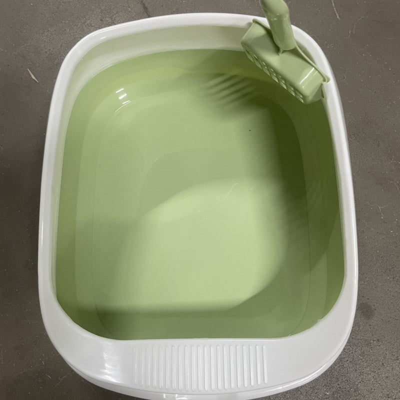 Noble Olive Green & White Cat Litter Box with Scooper Included (Easy Cleaning)
