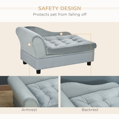 Paw Hut Luxury Modern Gray Sofa Bed with Hidden Storage for Cats & Dogs