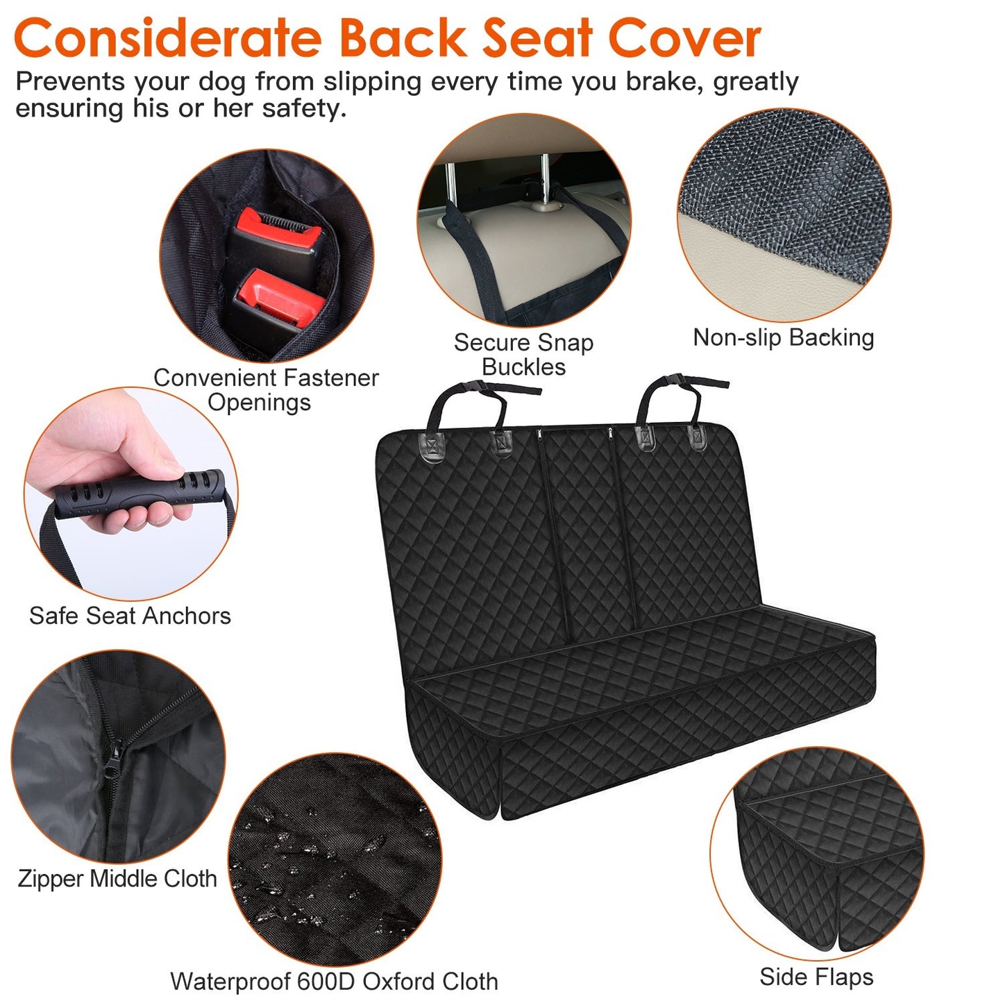 Durable Rear Car Seat Protector for Cats & Dogs