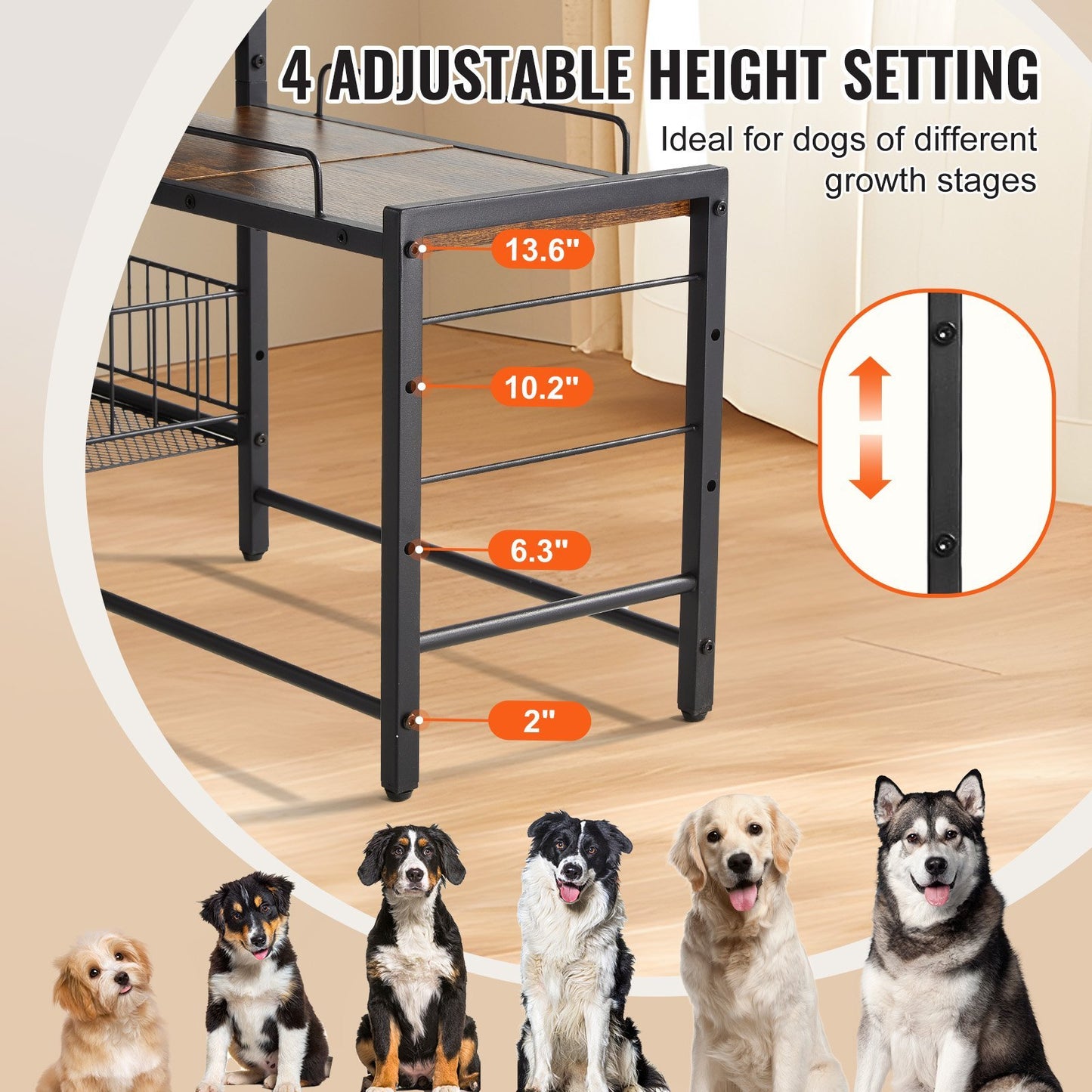 Elevated Feeding Station With Storage Organizer for Dogs