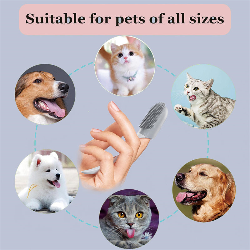 3 Pcs Oral Cleaning Silicone Finger Toothbrush for Cats & Dogs