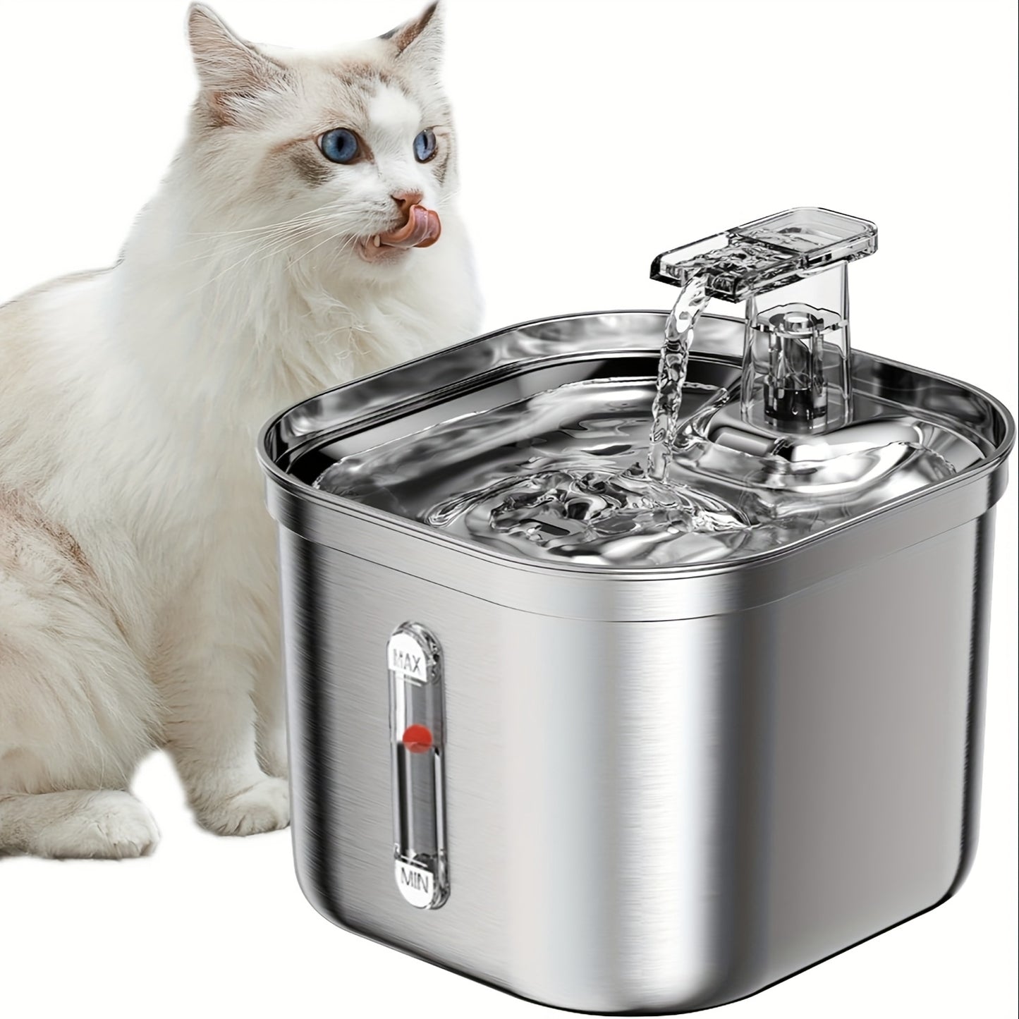 73 oz Stainless Steel Automatic Water Fountain for Cats & Dogs
