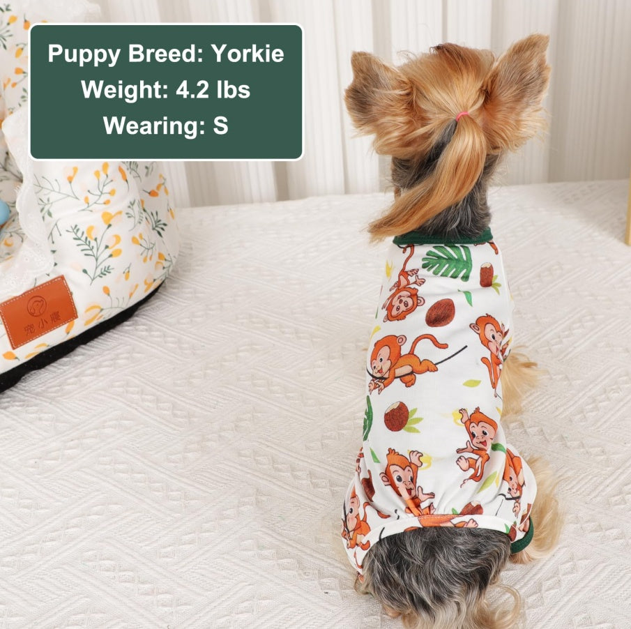 Cute Comfortable Monkey Pajamas for Small Dogs