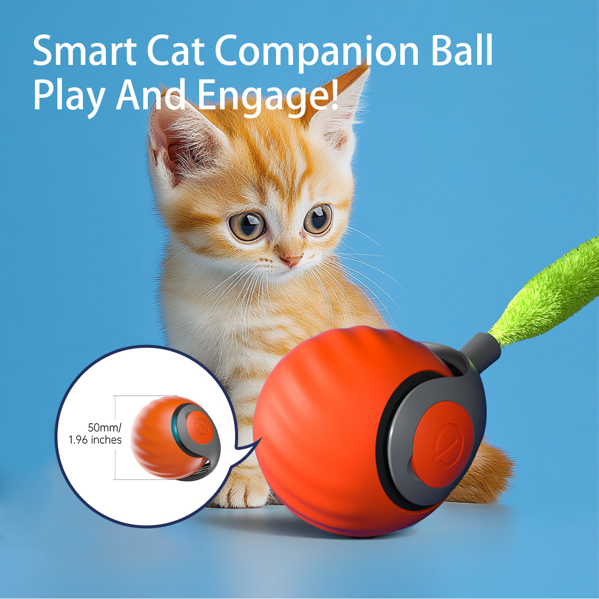 Smart Interactive Ball Type-C Rechargeable for Cat Stimulation and Training