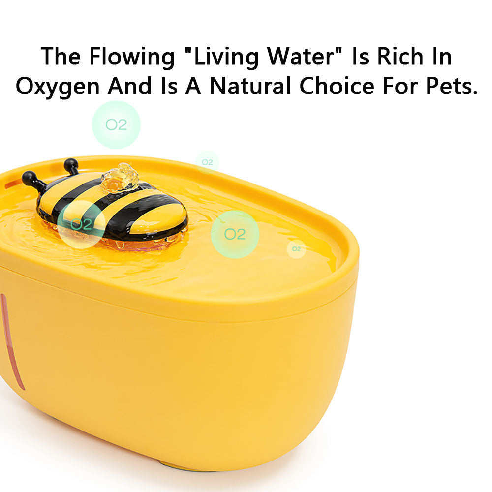 Cutesy Honey Bee Auto Filter USB, Electric Recirculating Filtring Water Fountain for Cats & Dogs