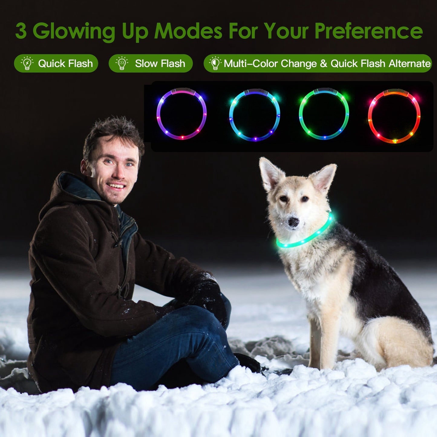 USB Rechargeable LED with Multi Color Lighting for Cats & Dogs