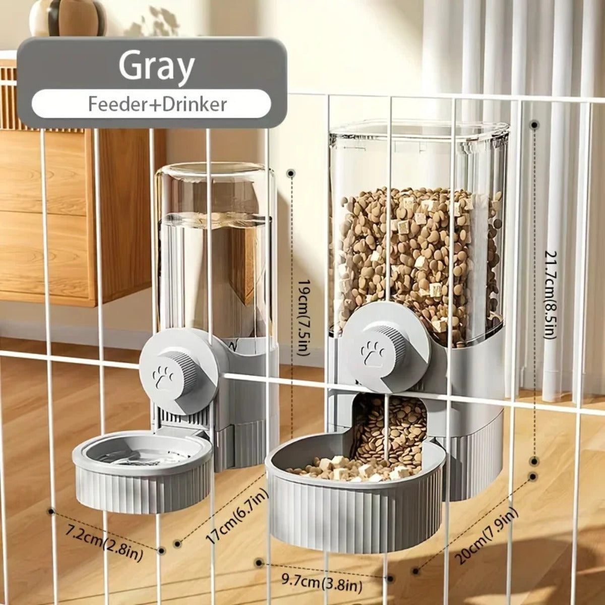 Automatic Water + Food Dispensers for Cats & Dogs (Attachable to Kennel)